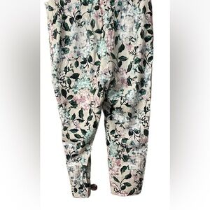 J. Jill Linen Blend Women Pants L Boho Hippie Floral Print Flat Front Crop